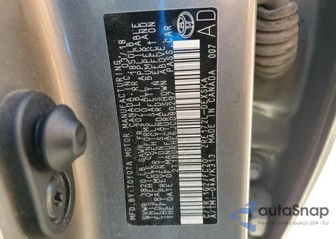 2018 Toyota Corolla L z USA, uszkodzony, nr VIN 2T1BURHE6JC080297